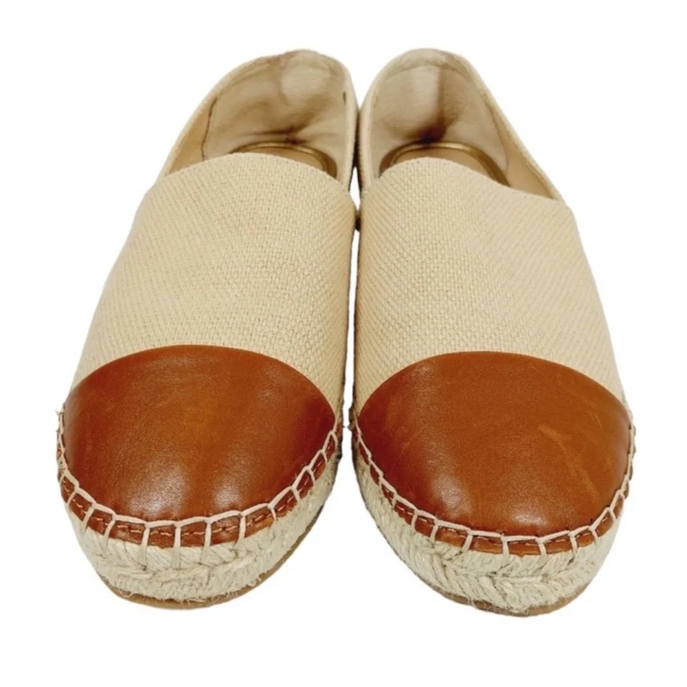 J. McLaughlin Cream‎ and Brown Espadrilles